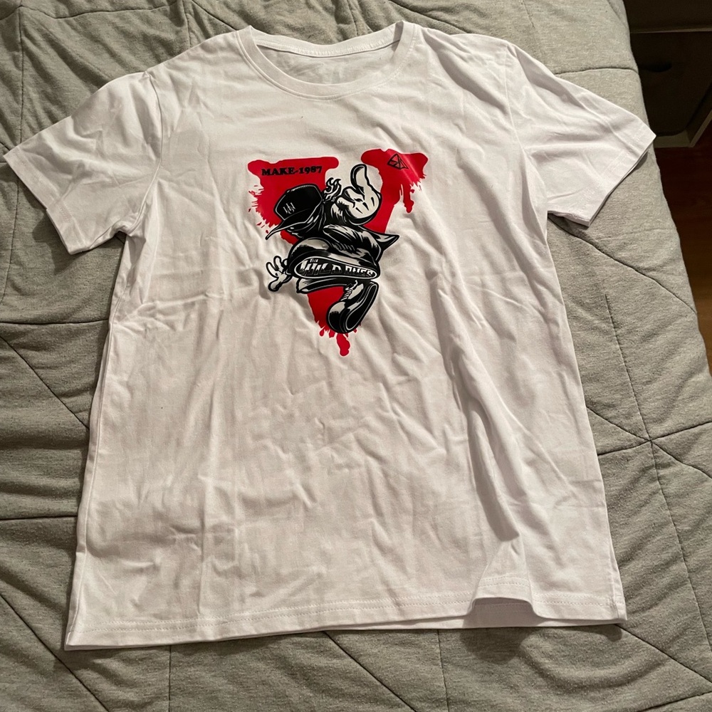 White Shirt with Cool V guy